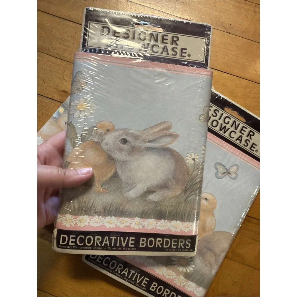 3 Pkg Rustic Farmhouse Bunny And Chick Decorative Wallpaper Border Country Chic